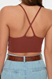 Moda V Yaka Triko Slim Düz Desen Casual Günlük Super Crop Askılı Kol Bluz