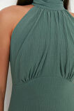 Moda Stil Regular Halter Yaka Mini Boy A Kesim Dokuma Elbise