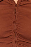 Stil Kadın Fitted Vücuda Oturan Fitilli Pamuklu Esnek Bluz Crop Örme Slim Kalıp