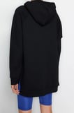 Tarz Bol Kapüşonlu Düşük Kol Uzun Şardonlu Örme Sweatshirt