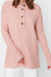 Kadın Modern Tarz Rahat Uzun Düğmeli Yaka Düz Kol Regular Triko Kazak