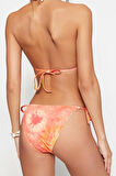 Moda Puantiyeli Atma Kap Bralette Normal Bel Brief Batik Desenli Üçgen Bağlamalı Bikini Takımı
