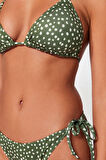 Moda Puantiyeli Atma Kap Bralette Normal Bel Brief Batik Desenli Üçgen Bağlamalı Bikini Takımı