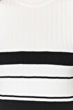 Moda Bisiklet Yaka Triko Slim Renk Bloklu Desen Casual Günlük Regular Kolsuz Bluz