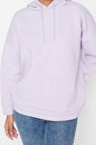 Oversize Kapüşonlu Düşük Kol Uzun Kalın İçi Polarlı Sırt Baskılı Geniş Kalıp Örme Sweatshirt