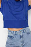 Moda Bisiklet Yaka Örme Slim Düz Desen Casual Günlük Crop Kısa Kol Bluz