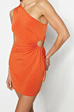 Moda Fit Mezuniyet Balo Sandy Örme Asimetrik Yaka Kolsuz Kol Bodycone Mini Boy Elbise