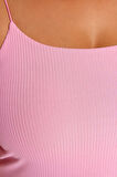Moda Büyük Beden Kare Yaka Örme Fit Düz Desen Casual Günlük Crop Askılı Kol Bluz