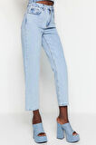 Stil Kadın Moda Denim Kot Pantolon Regular Boru Paça Yüksek Bel Straight Jeans