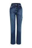 Stil Kadın Moda Denim Kot Pantolon Uzun Geniş Paça Yırtıklı Yüksek Bel Jeans