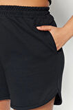 Büyük Beden Moda Örme Yüksek Bel Boru Paça Gündelik Haki Ince Şort