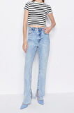 Moda Bisiklet Yaka Örme Slim Çizgili Desen Casual Günlük Crop Kısa Kol Bluz