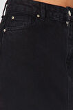 Moda Denim Düz Desen Günlük Maxi Boy Yırtmaçlı Maxi Denim Etek