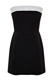 Kadın Moda Standart Kol Geniş Paça Straplez Kısa Straplez Renk Bloklu Mini Dokuma Şort Tulum