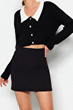 Kadın Modern Tarz Regular Bebe Yaka Crop Triko Hırka