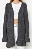Kadın Modern Tarz Oversize V Yaka Midi Triko Hırka