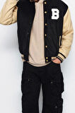 Tasarım Düz Astarlı Yaka Standart Regular Bomber Unisex Regular Fit Bomber Yaka Kolej Kışlık Mont