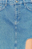 Moda Denim Düz Desen Günlük Maxi Boy Yırtmaçlı Midi Denim Etek