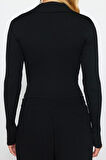 Stil Modern Kadın Crop Standart Kol Polo Yaka Triko Kazak