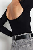 Moda Kayık Yaka Örme Slim Düz Desen Casual Günlük Regular Uzun Kol Bluz