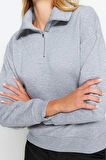 Tarz Bol Fermuarlı Yaka Düşük Kol Uzun Kalın İçi Polarlı Fermuarlı Geniş Kalıp Örme Sweatshirt