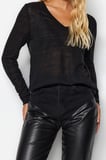 Moda V Yaka Örme Regular Düz Desen Casual Günlük Regular Uzun Kol Bluz