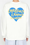 Oversize Bisiklet Yaka Düşük Kol Uzun Kalın Polarlı  Sırt Kabartma Baskılı Örme Sweatshirt