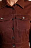 Moda Fit Gündüz Gece Gabardin Dokuma Gömlek Yaka Uzun Kol Gömlek Elbise Mini Boy Elbise