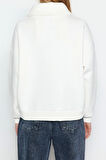 Regular Fermuarlı Yaka Standart Kol Regular Fermuarlı Kalın İçi Polarlı Fit Örme Sweatshirt
