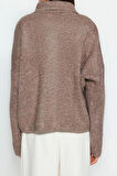 Kadın Modern Tarz Oversize Polo Yaka Regular Triko Hırka