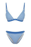 Moda Çizgili Atma Kap Üçgen Normal Bel Brief Siyah-Beyaz Üçgen Dokulu Regular Bikini Takımı