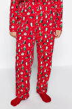 Tarz Rahat Büyük Beden Uzun Kollu Boru Paça Yılbaşı Temalı Örme Pijama Takımı
