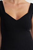 Moda Kalp Yaka Örme Slim Düz Desen Casual Günlük Crop Kolsuz Bluz