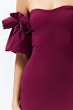 Moda Fit Mezuniyet Balo Finike Dokuma Kalp Yaka Kısa Kol Bodycone Midi Boy Elbise