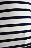 Moda Bisiklet Yaka Örme Slim Çizgili Desen Casual Günlük Regular Kısa Kol Bluz