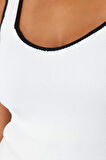 Moda Büyük Beden Kalp Yaka Triko Fit Düz Desen Casual Günlük Regular Askılı Kol Bluz