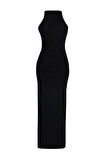 Moda Slim Casual Günlük Sandy Örme Halter Yaka Askılı Kol Bodycone Maxi Boy Elbise