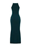 Moda Slim Casual Günlük Sandy Örme Halter Yaka Askılı Kol Bodycone Maxi Boy Elbise