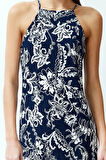 Moda Regular Casual Günlük Shally Dokuma Halter Yaka Kolsuz Kol A-Line Maxi Boy Elbise