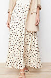 Moda Tesettür Regular Puantiyeli Günlük Maxi Boy Astarlı Animal Puantiyeli Piliseli Dokuma Etek