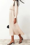 Moda Regular Casual Günlük Terryviskon Dokuma Dik Yaka Uzun Kol A-Line Maxi Boy Tesettür Elbise