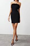 Moda Fit Mezuniyet Balo Finike Dokuma Straplez Kolsuz Kol Bodycone Mini Boy Elbise