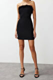 Moda Fit Mezuniyet Balo Finike Dokuma Straplez Kolsuz Kol Bodycone Mini Boy Elbise