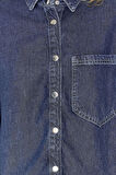 Moda Kadın Gömlek Yaka Düz Desen Günlük Lyocell Oversize Denim Gömlek
