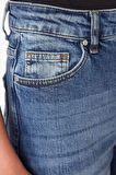 Moda Denim Yüksek Bel Dar Paça Gündelik Mavi Denim Kapri