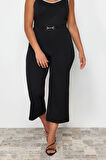 Moda Büyük Beden Kalp Yaka Triko Fit Düz Desen Casual Günlük Regular Askılı Kol Bluz