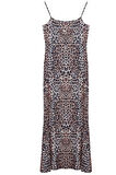 Moda Stil Slim Kare Yaka Maxi Boy Çiçekli Bodycone Vücuda Oturan Askılı Esnek Örme Elbise