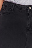 Moda Büyük Beden Regular Düz Desen Günlük Midi Boy Denim Büyük Beden Etek