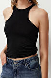 Stil Kadın Gül Detaylı Bluz Regular Örme Fitted Kalıp
