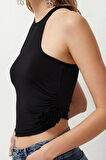 Stil Kadın Gül Detaylı Bluz Regular Örme Fitted Kalıp